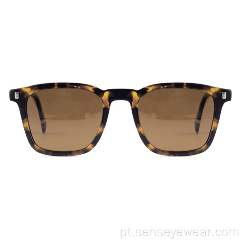 Óculos de sol da moda quadrada acetato vintage óculos de sol chanfrado